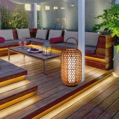Japanese Natural Bamboo Woven Floor Lamps For Living Room