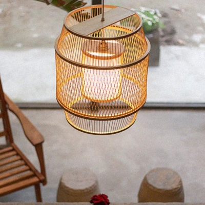 Japanese Bamboo Pendant Light Handmade Craft Chandelier