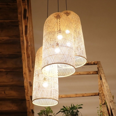 Bamboo Elongated Pendant Lights for Living Room