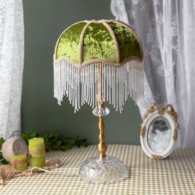 French Retro Green Tassels Table Lamp