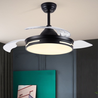 Drum Interior LED Ceiling Fan Fixture in Black / White