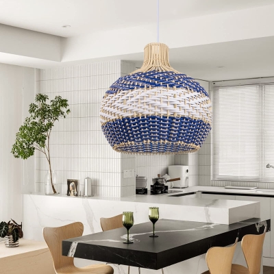 Rattan Pendant Light Hand Woven Coastal Decor