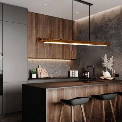 Wooden Linear Chandelier Modern Pendant Lights