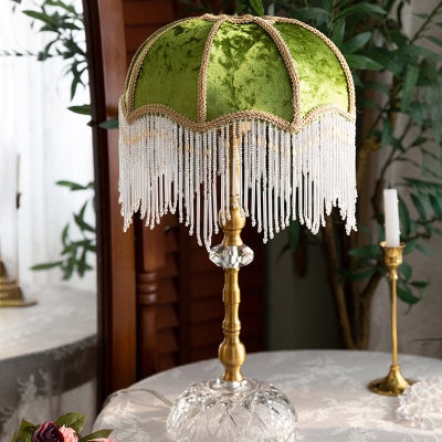 French Retro Green Tassels Table Lamp