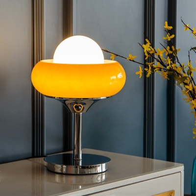 Modern Single Silver Desk Lamp Shaded Glass