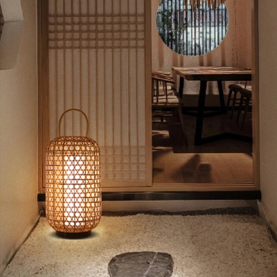Japanese Natural Bamboo Woven Floor Lamps For Living Room