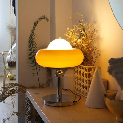 Modern Single Silver Desk Lamp Shaded Glass