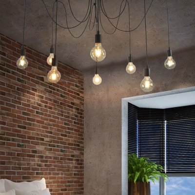 Vintage 8-Lights Black Spider Chandelier