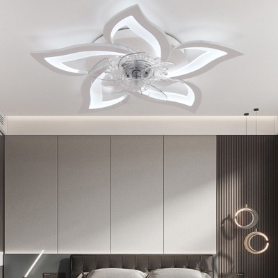 Metal Flower Shape Ceiling Fan Modern Style