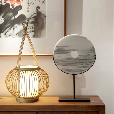 Bamboo Weaving Globe 1-Light Table Lamp