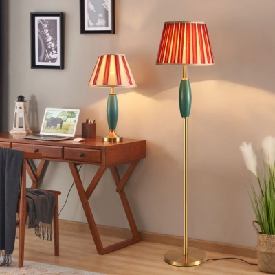 Brass Table Lamp Ceramic Desk Lampshade Retro Floor Lamp