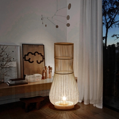 Bamboo Fish Trap Standing Light Floor Lamp
