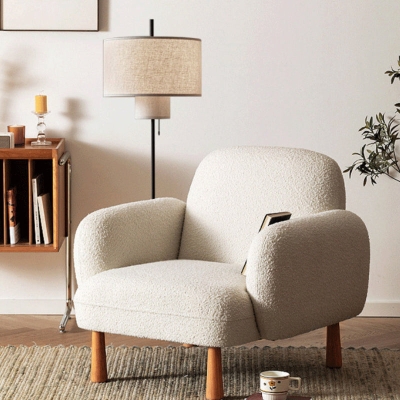 White Modern Metal Floor Lamp with Fabric Shade