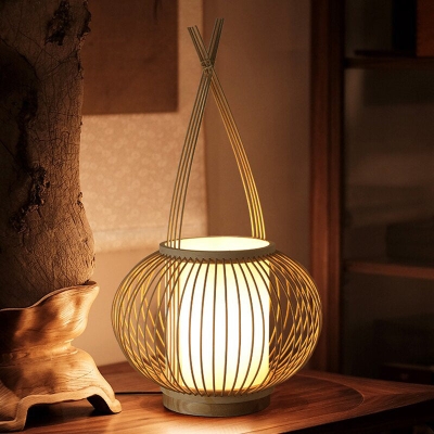 Bamboo Weaving Globe 1-Light Table Lamp
