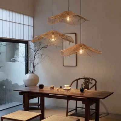 Large Rattan Woven Straw Hat Pendant Lights