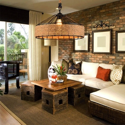 Retro Iron Base Hemp Rope Chandelier Creative Industrial Pendant Light