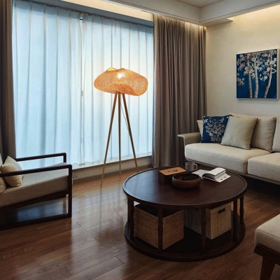 Bamboo Retro Style Tripod Floor Lamp