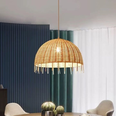 Modern Dome Hanging Lamp Rattan Pendant Lights
