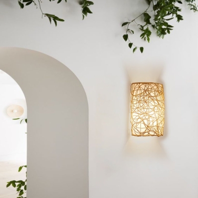Rattan Wall Light Wicker Wall Pendant Lamps Boho Wall Sconce Light