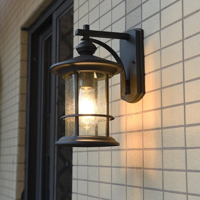 Outdoor Wall Mounted Lamp Clear Glass Cylinder Sconce Light
