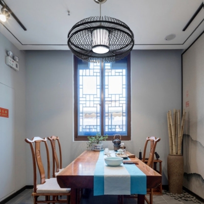Handicraft Bamboo Pendant light Creative Fan Chandelier Home Decor Art