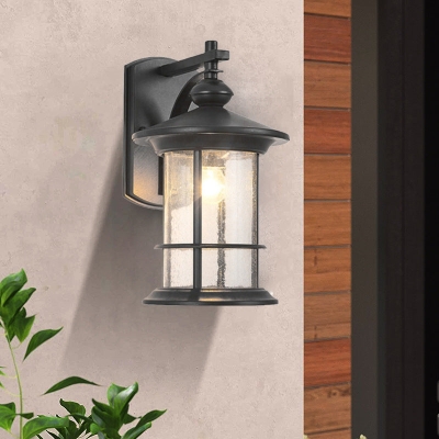 Outdoor Wall Mounted Lamp Clear Glass Cylinder Sconce Light