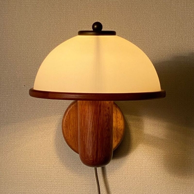 Vintage Wooden Wall Lamp Glass Shade