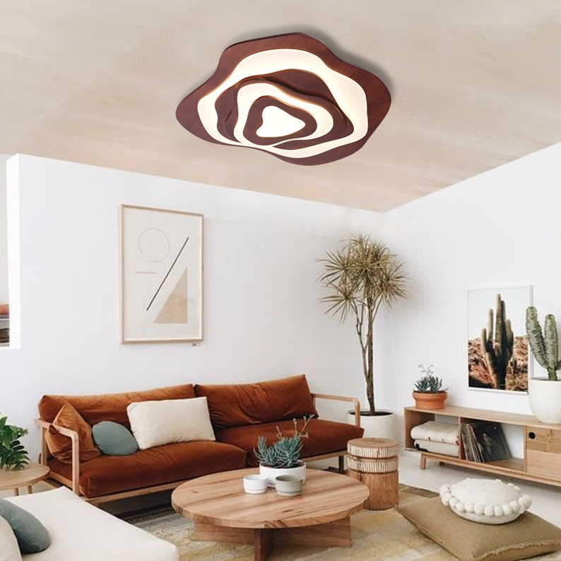 Flower Wood Ceiling Light Hardwired Wood Ceiling Lamp